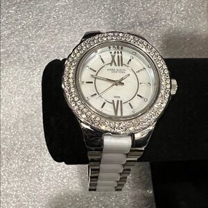 Anne Klein Silver and White Crystal Women's Watch